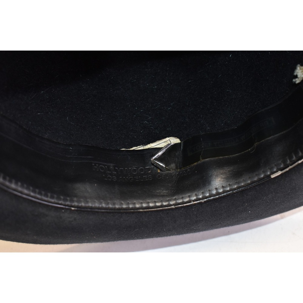 Borsalino Borsa 318B Felt Fedora Hat Black Mens Size 7 Wide Brim Ribbon Band - Picture 5 of 6